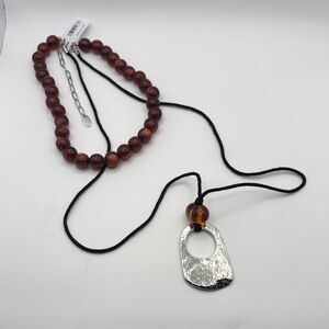 Free People Silver and Brown Beaded Necklace